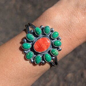 Authentic Navajo Turquoise Cuff Bracelet Signed Handmade Native Jewelry sz 6.5**
